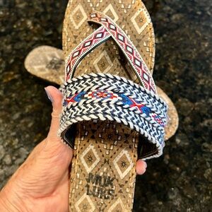 Muk Luks Colorful Sandals with Woven Strap